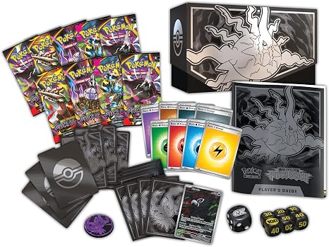 Contenido de la Elite Trainer Box Pitch Black en la caja trasera