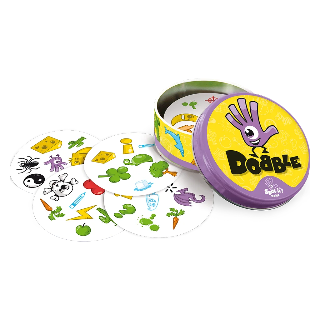 Cartas de Dobble con símbolos de colores